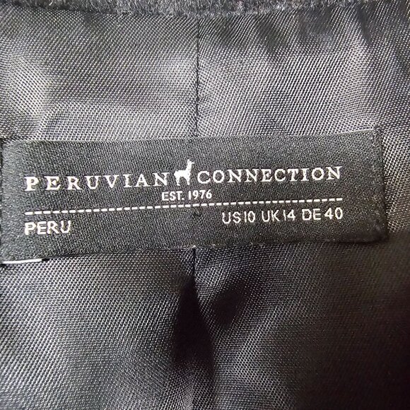 Peruvian Connection Mireille Baby Alpaca & Wool Maxi Coat 10 Black Quiet Luxury - Picture 9 of 14